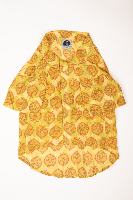 Traditional Green Printed Kurta for Cats