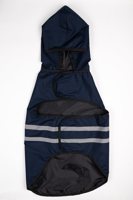 Navy Blue Reflective Raincoat for Cats