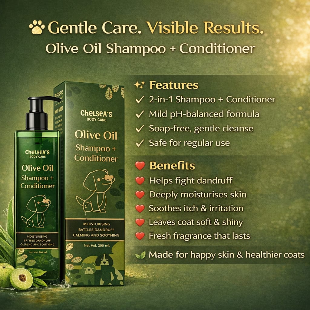 Chelsea’s Body Care Olive Oil Shampoo + Conditioner for Dogs