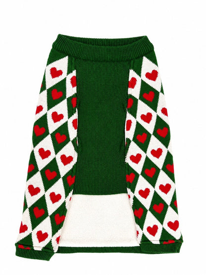 Petsnugs Green Heart Sweater for Cats