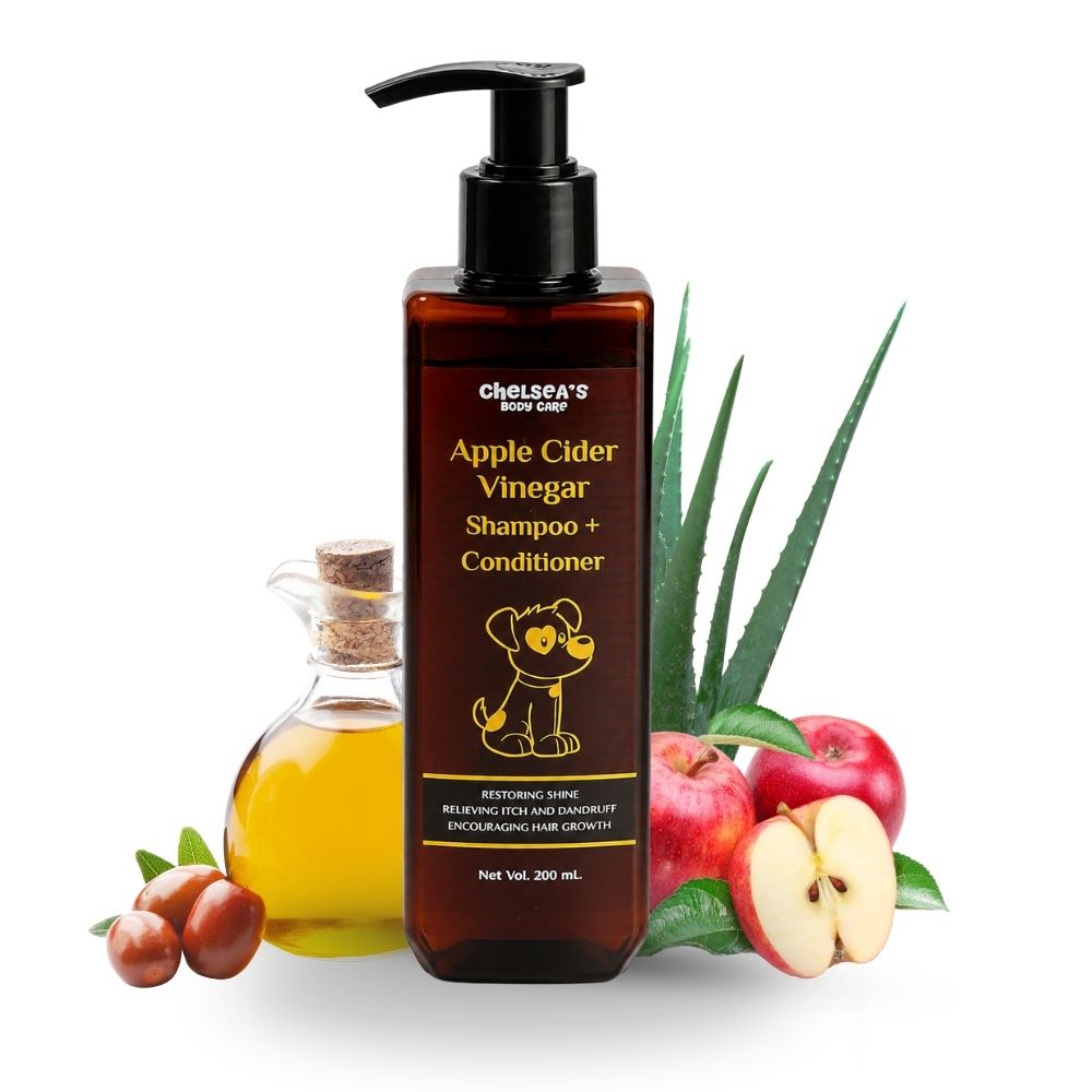 Chelsea's Body Care Apple Cider Vinegar Shampoo + Conditioner for Dogs & Cats | pH Balanced Formula | Helps Reduce Itching & Dandruff | Restores Coat Shine & Softness | 200 ml