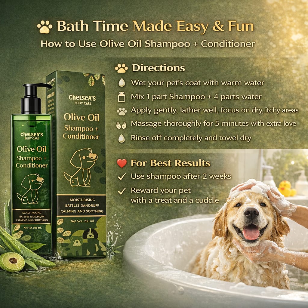 Chelsea’s Body Care Olive Oil Shampoo + Conditioner for Dogs