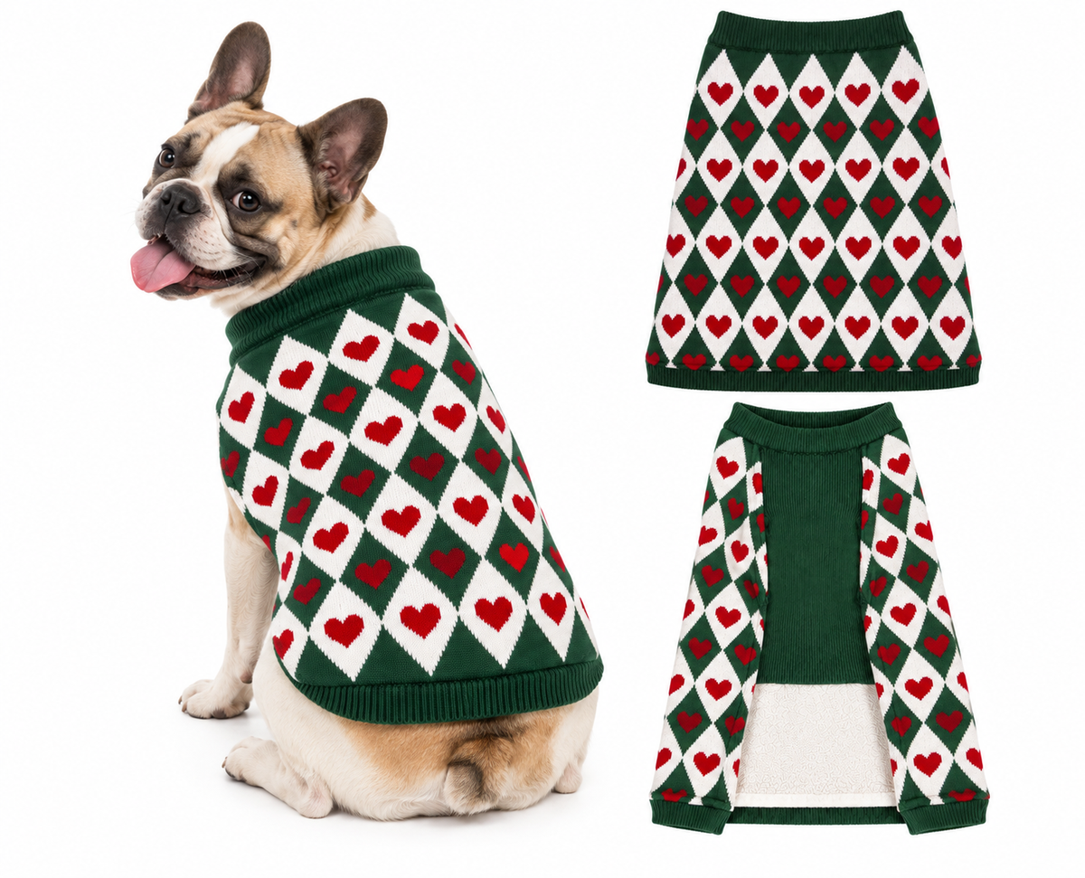 Petsnugs Green Heart Sweater