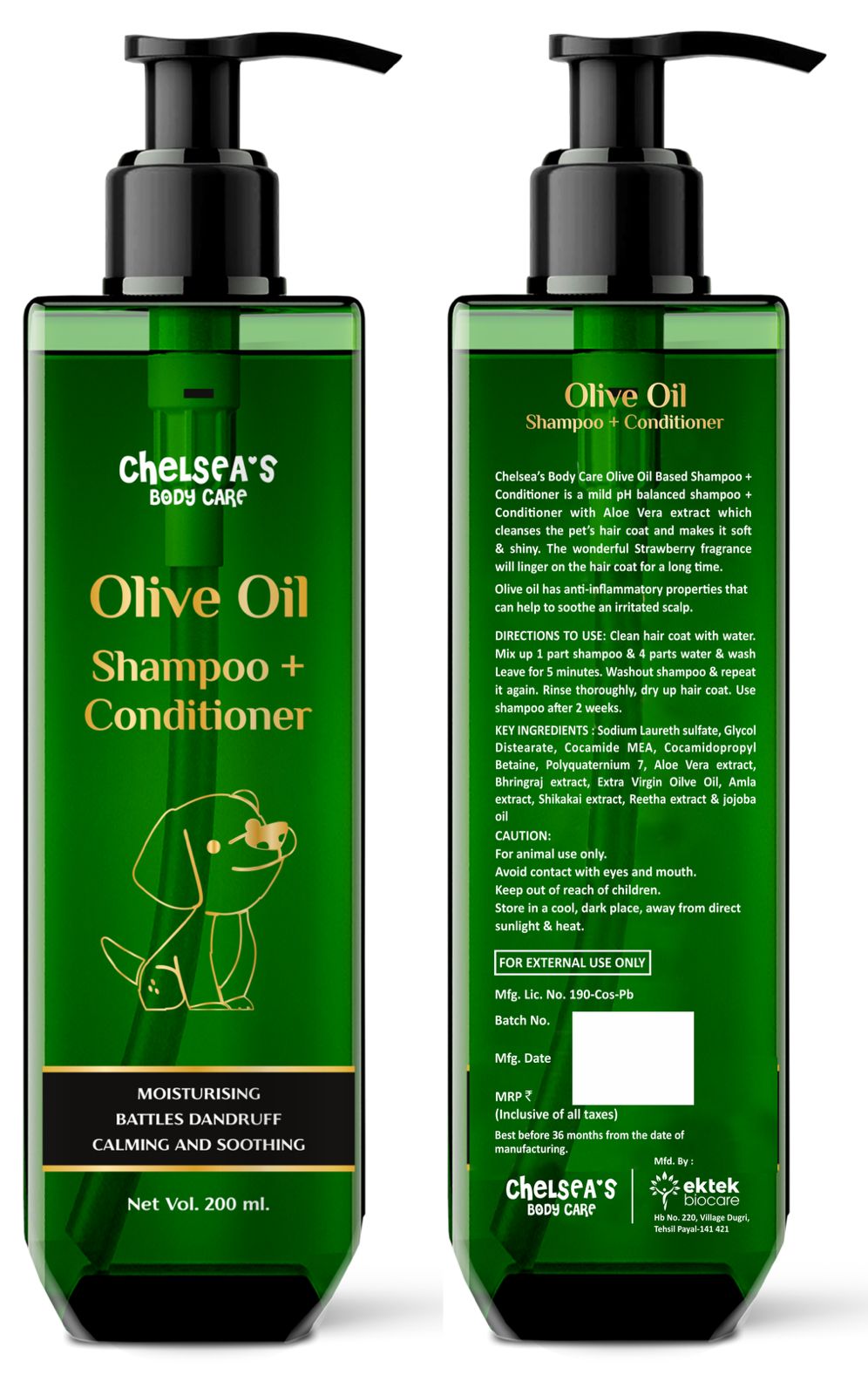 Chelsea’s Body Care Olive Oil Shampoo + Conditioner for Dogs