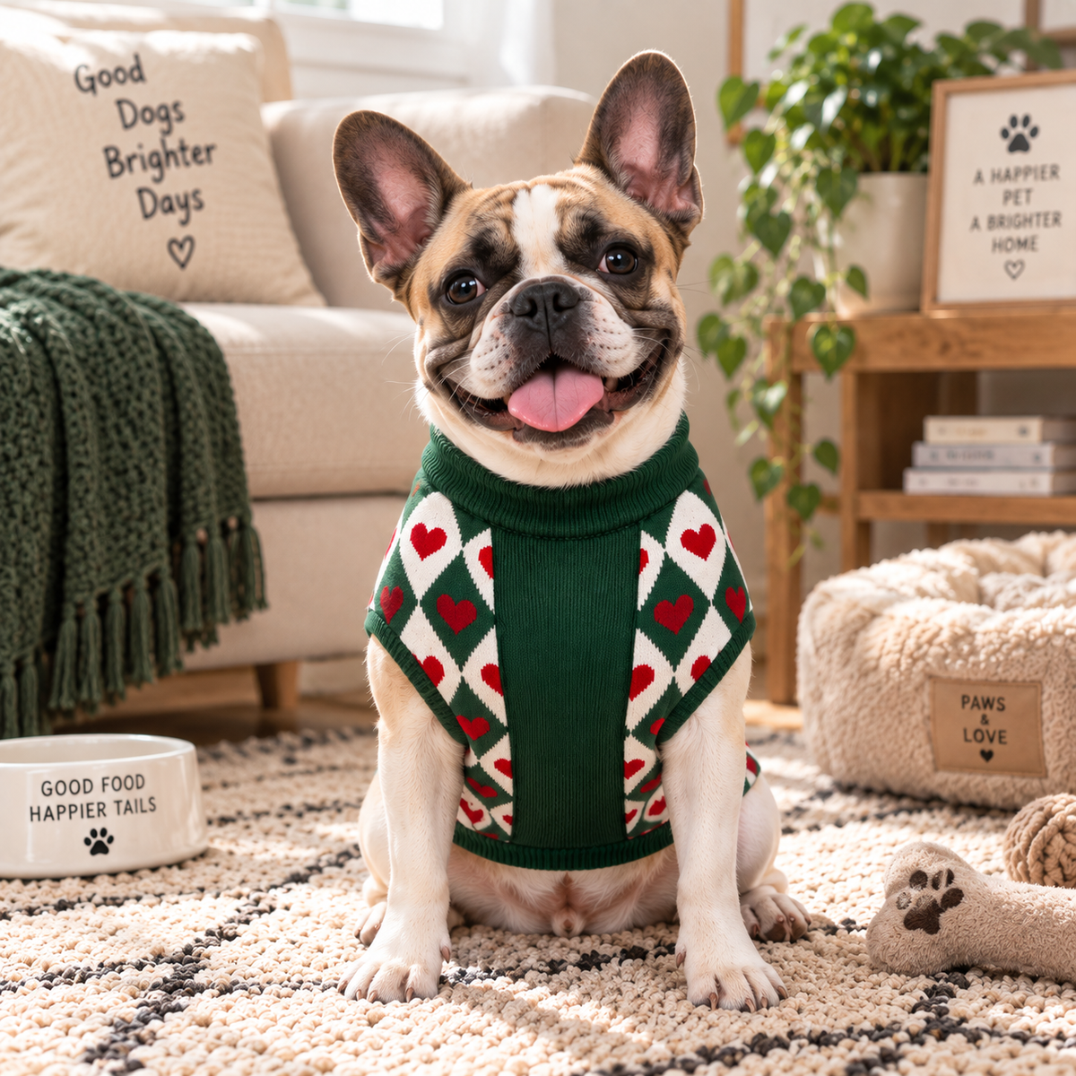 Petsnugs Green Heart Sweater