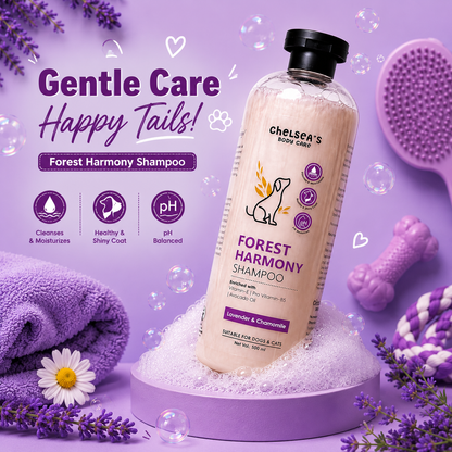Chelsea's Body Care Forest Harmony Dog & Cat Shampoo 500ml | Lavender & Chamomile | pH Balanced