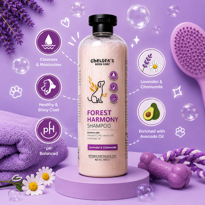 Chelsea's Body Care Forest Harmony Dog & Cat Shampoo 500ml | Lavender & Chamomile | pH Balanced