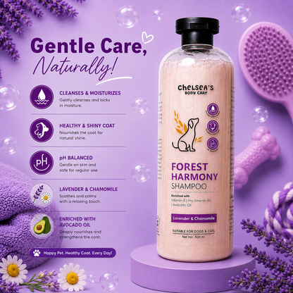 Chelsea's Body Care Forest Harmony Dog & Cat Shampoo 500ml | Lavender & Chamomile | pH Balanced
