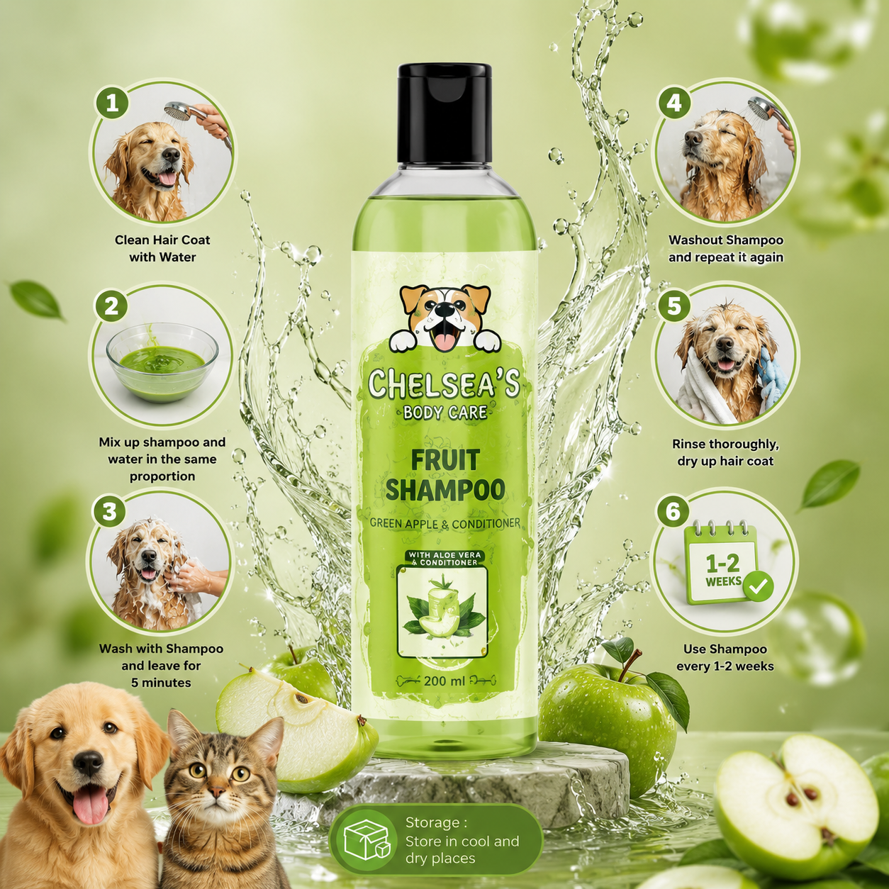 Dog Green Apple Shampoo - 200 ml