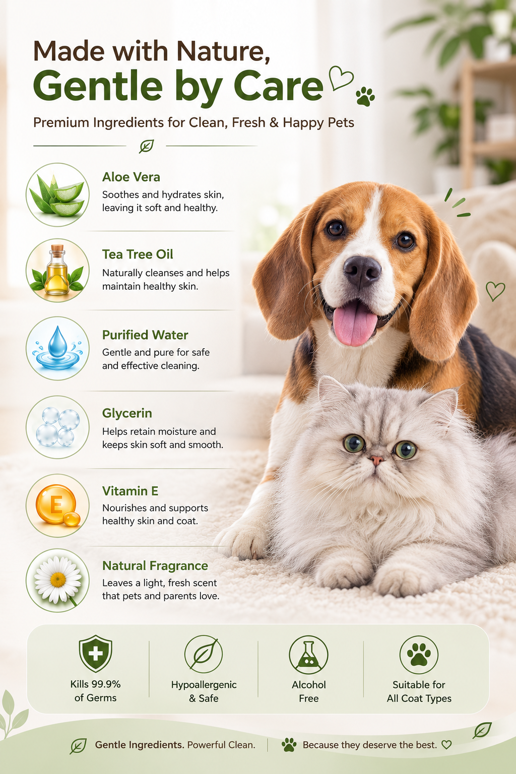 Chelsea’s Body Care Antibacterial Pet Wipes for Dogs & Cats – 80 Wipes