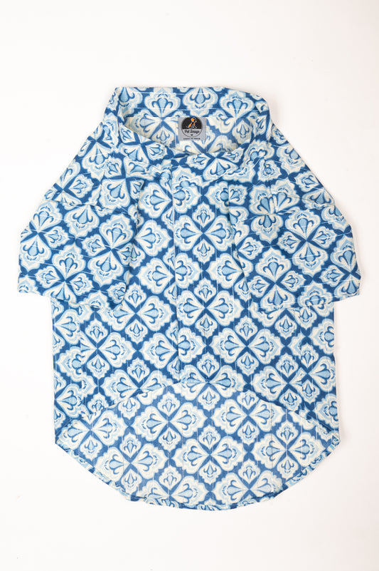 Traditional Blue Printed Kurta for Cats