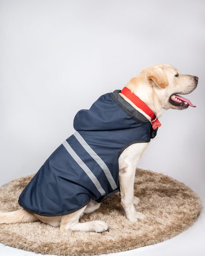 Navy Blue Reflective Raincoat