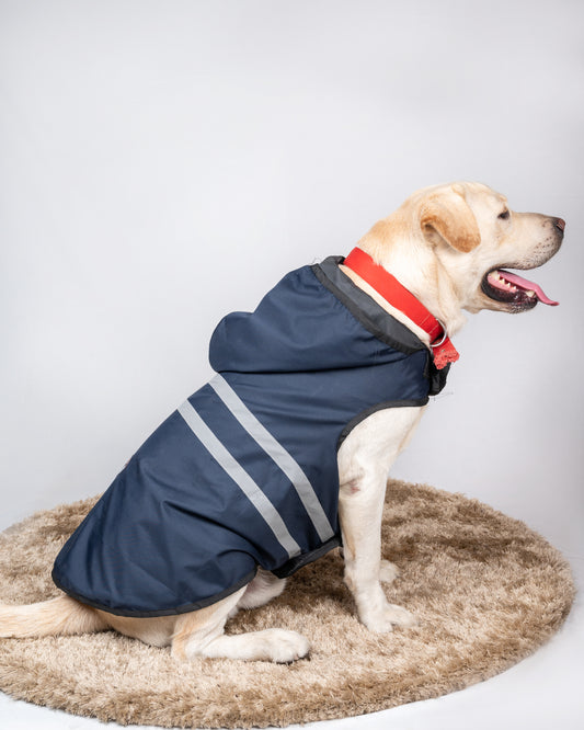 Navy Blue Reflective Raincoat