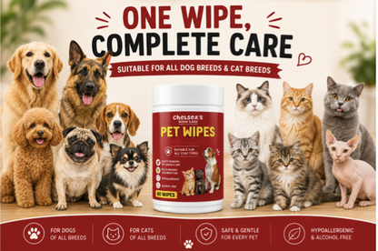 Chelsea’s Body Care Antibacterial Pet Wipes for Dogs & Cats – 80 Wipes