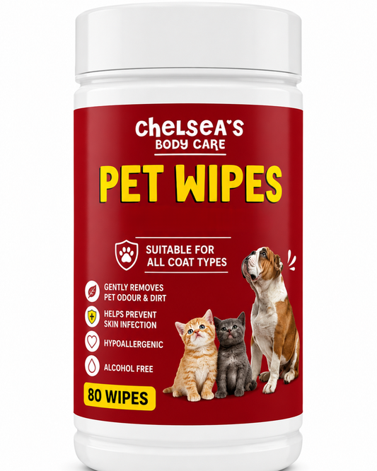 Chelsea’s Body Care Antibacterial Pet Wipes for Dogs & Cats – 80 Wipes