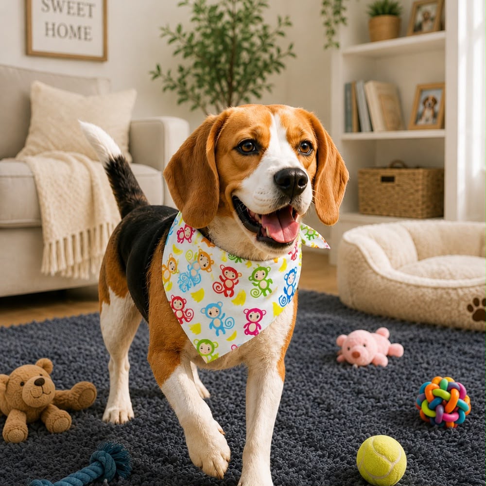 Reversible Pet Bandana for Dogs & Cats – Breathable Lightweight Tie-On Scarf, 2-in-1 Double-Sided Printed Design