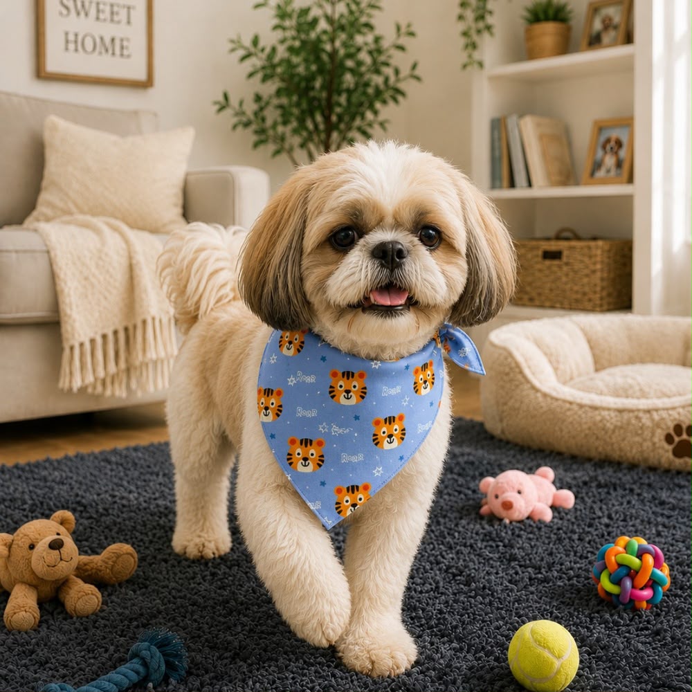Reversible Pet Bandana for Dogs & Cats – Breathable Lightweight Tie-On Scarf, 2-in-1 Double-Sided Printed Design