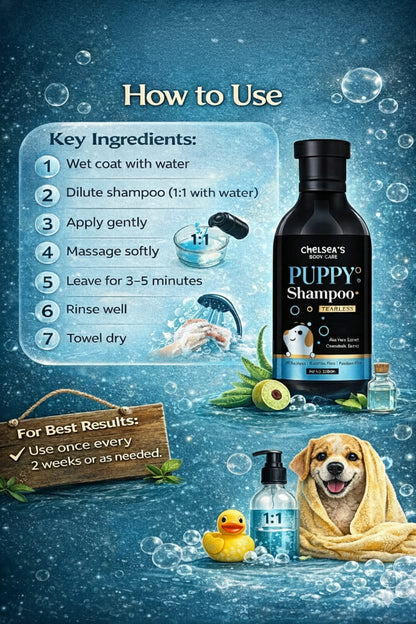 Chelsea’s Body Care Puppy & Kitten Shampoo (Tearless, pH Balanced)