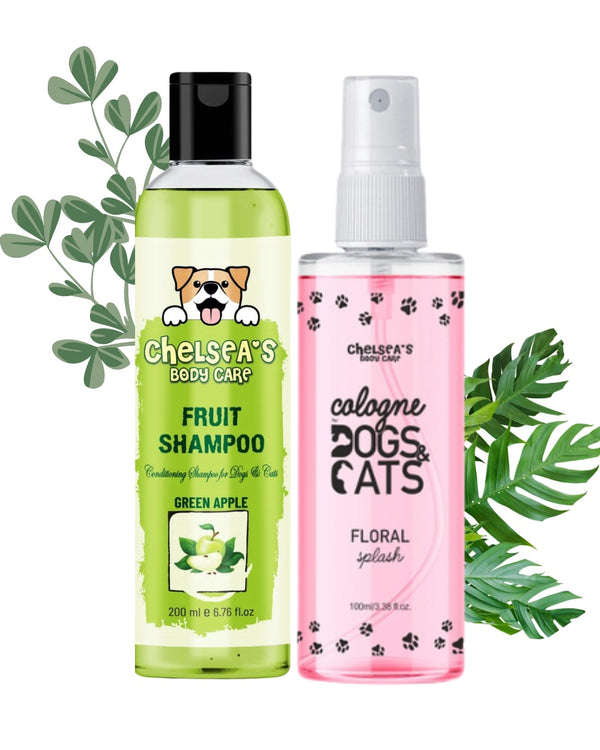 Green Apple Fruit Shampoo & Cologne Dog Perfume Spray Combo || 200ml + 100 ml