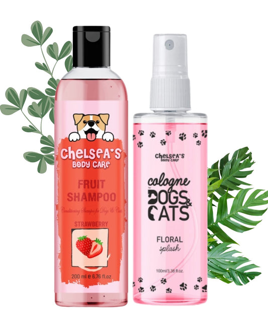 Strawberry Fruit Shampoo & Cologne Dog Perfume Spray Combo || 200 ml + 100 ml